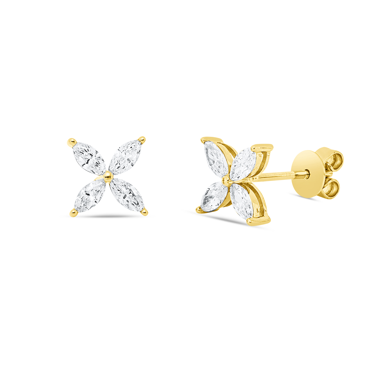 marquise modern woman studs in yellow gold