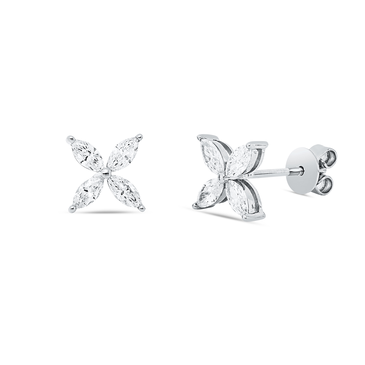 marquise modern woman studs in white gold