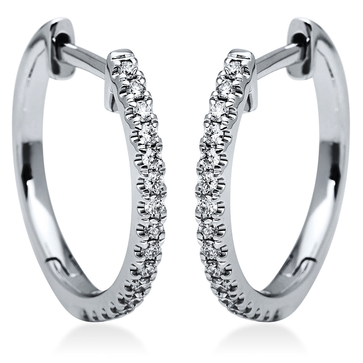 diamond full cut modern woman hoops & huggies in white gold