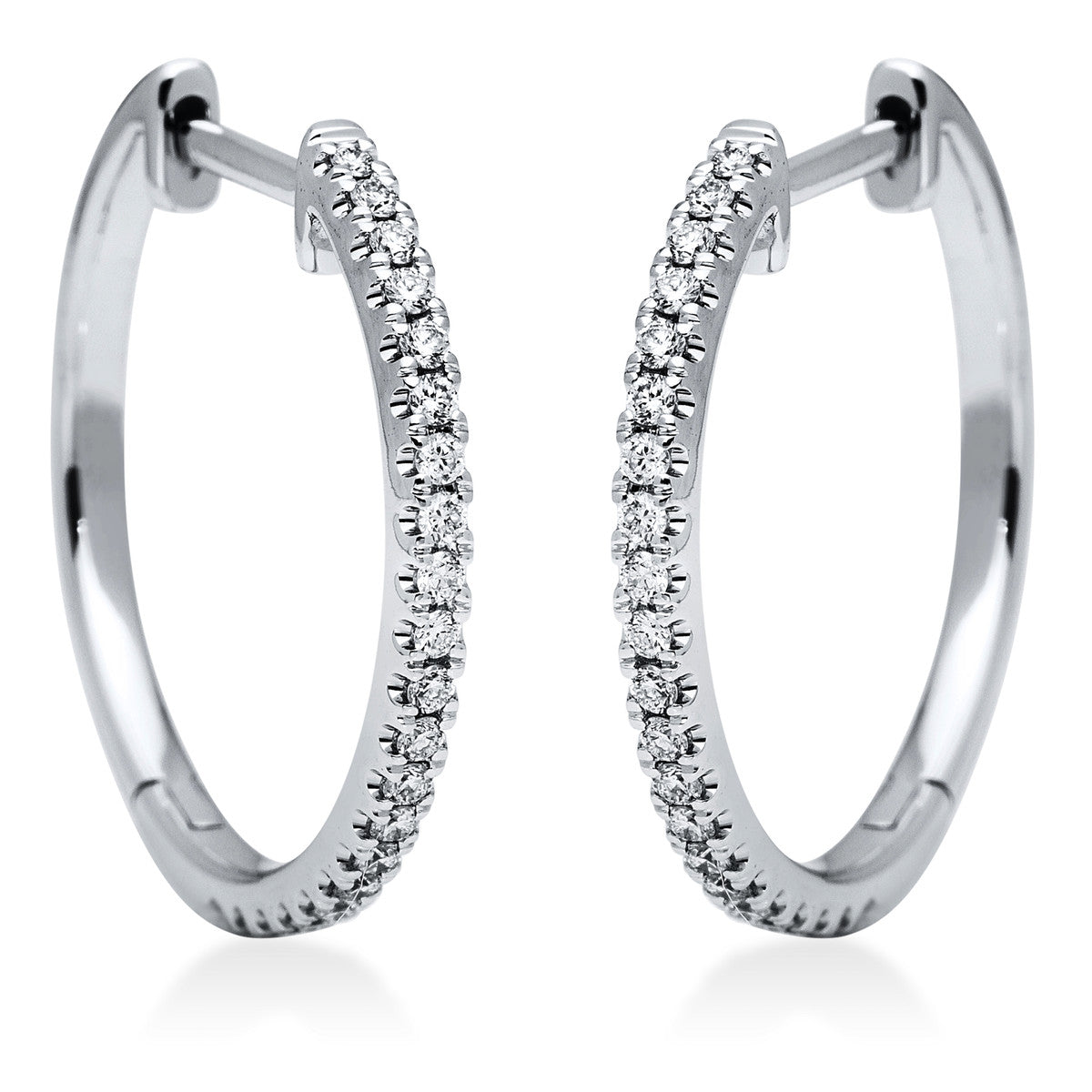 diamond full cut modern woman hoops & huggies in white gold