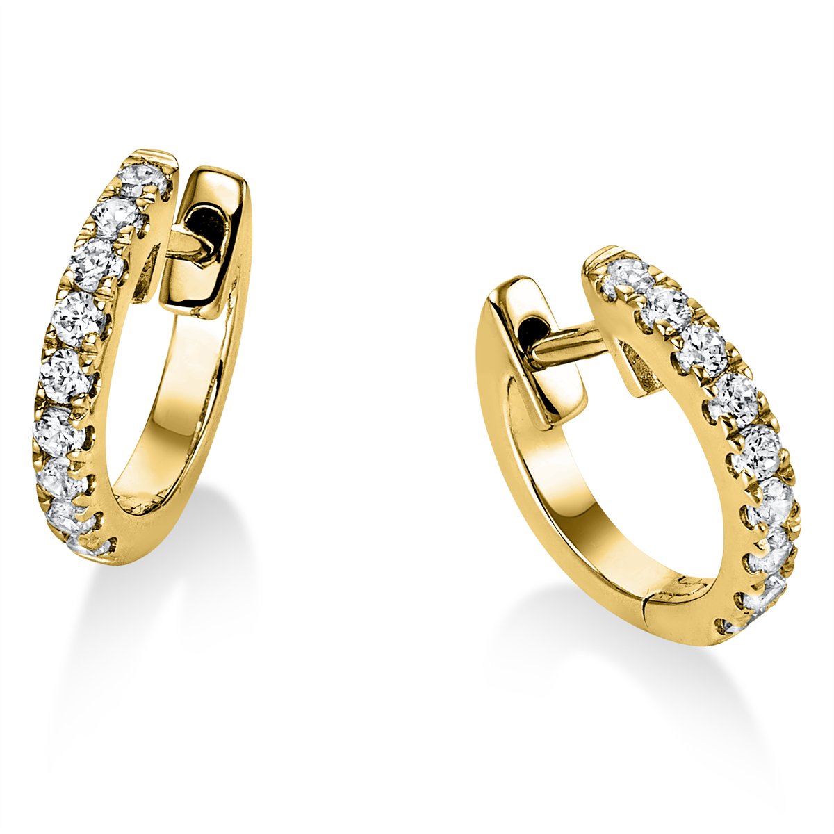 diamond full cut modern woman hoops & huggies in yellow gold