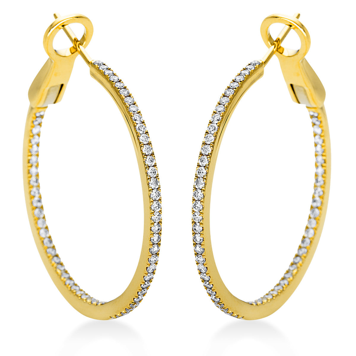 diamond full cut modern woman hoops & huggies in yellow gold