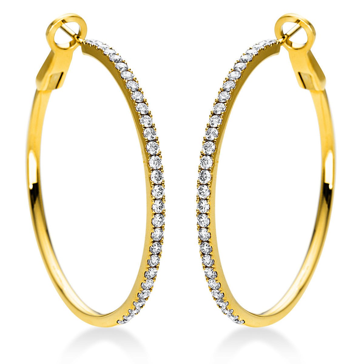 diamond full cut modern woman hoops & huggies in yellow gold
