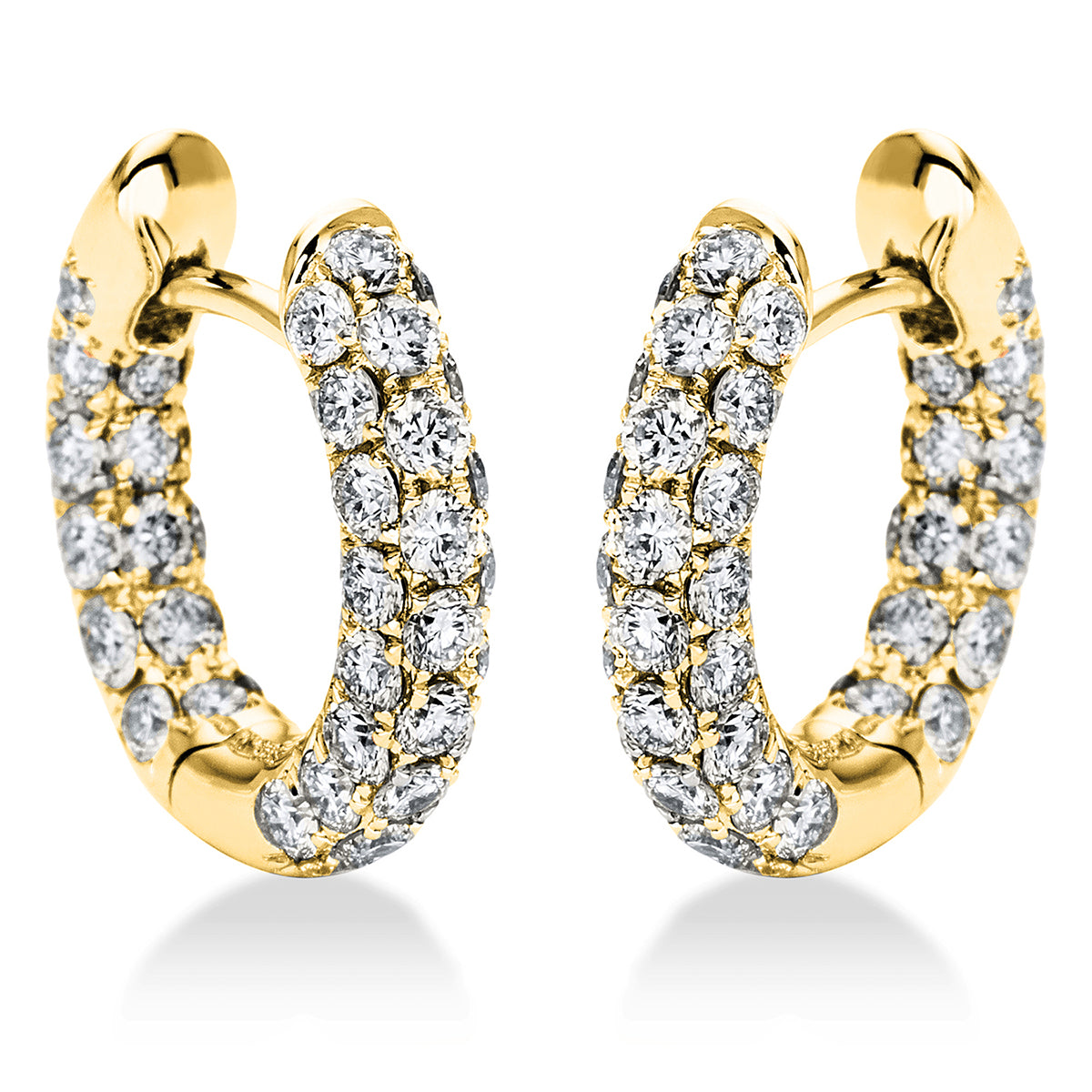 diamond full cut pavé hoops & huggies in yellow gold