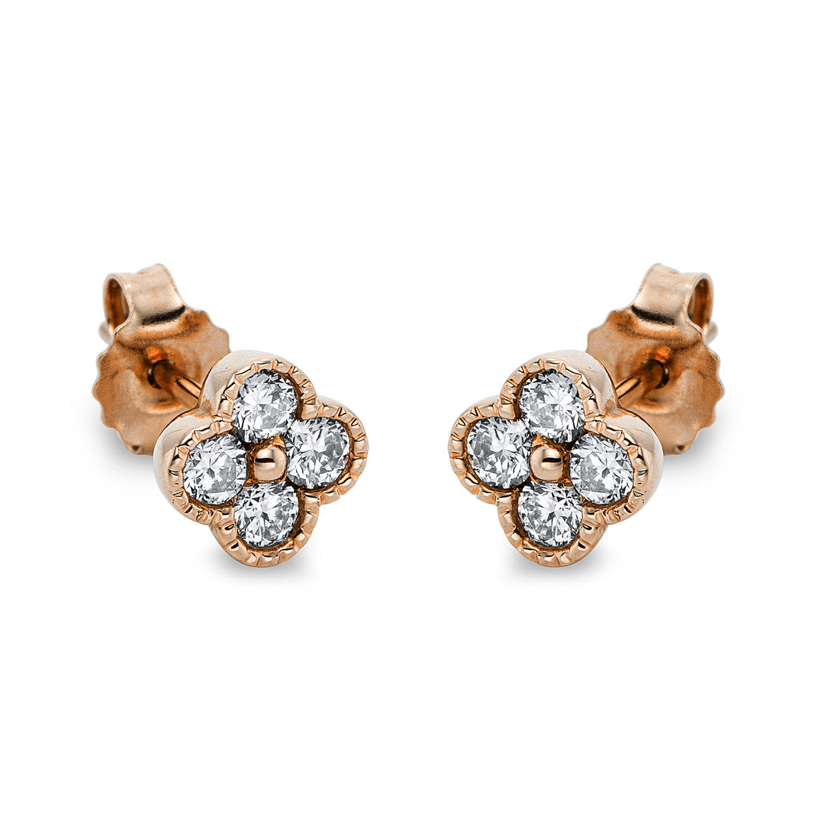 diamond full cut multi-stone studs in red gold