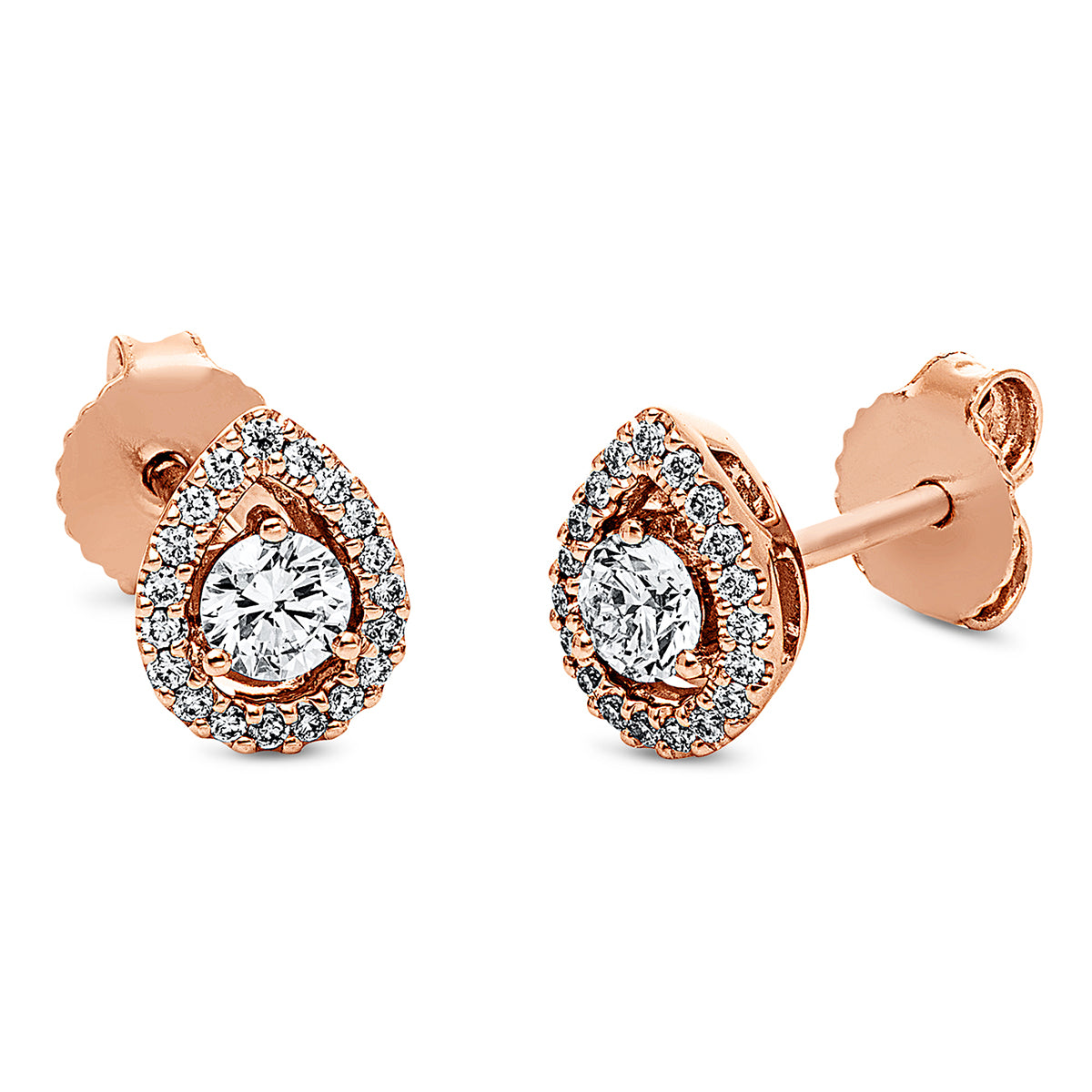 diamond full cut solitaire with accent stones studs in red gold