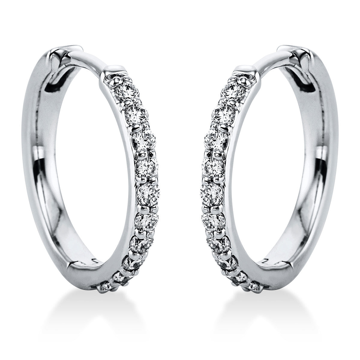 diamond full cut modern woman hoops & huggies in white gold