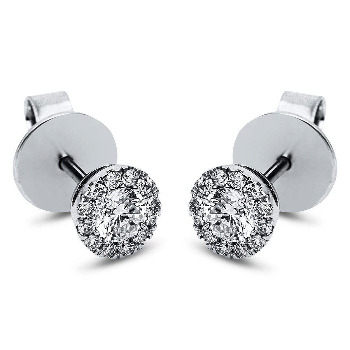 diamond full cut solitaire with accent stones studs in white gold