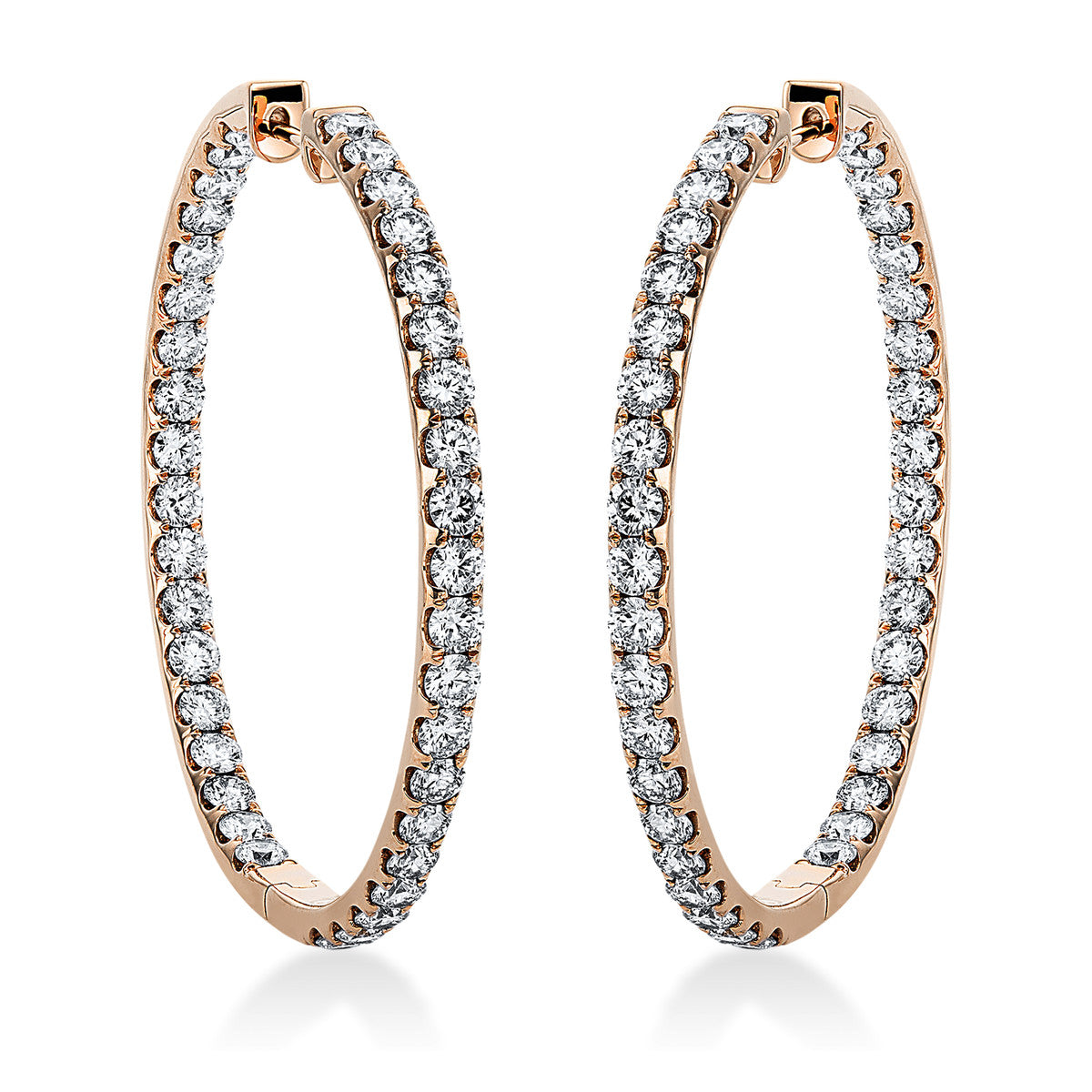 diamond full cut exclusive hoops & huggies in red gold
