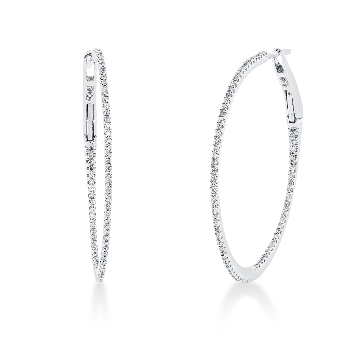 diamond single cut modern woman hoops & huggies in white gold