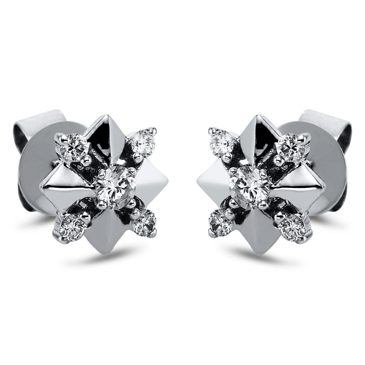 diamond full cut modern woman studs in white gold