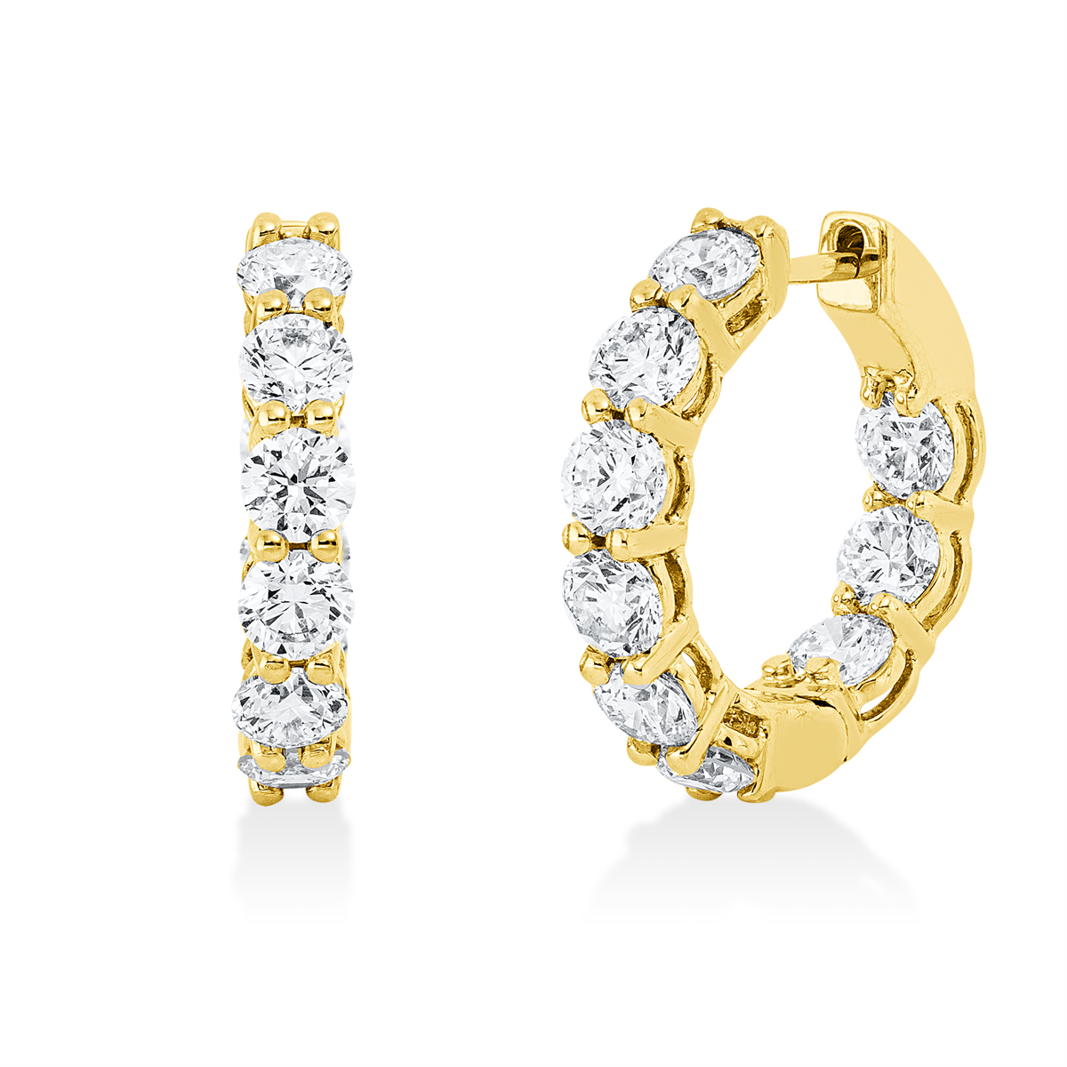 diamond full cut exclusive hoops & huggies in yellow gold