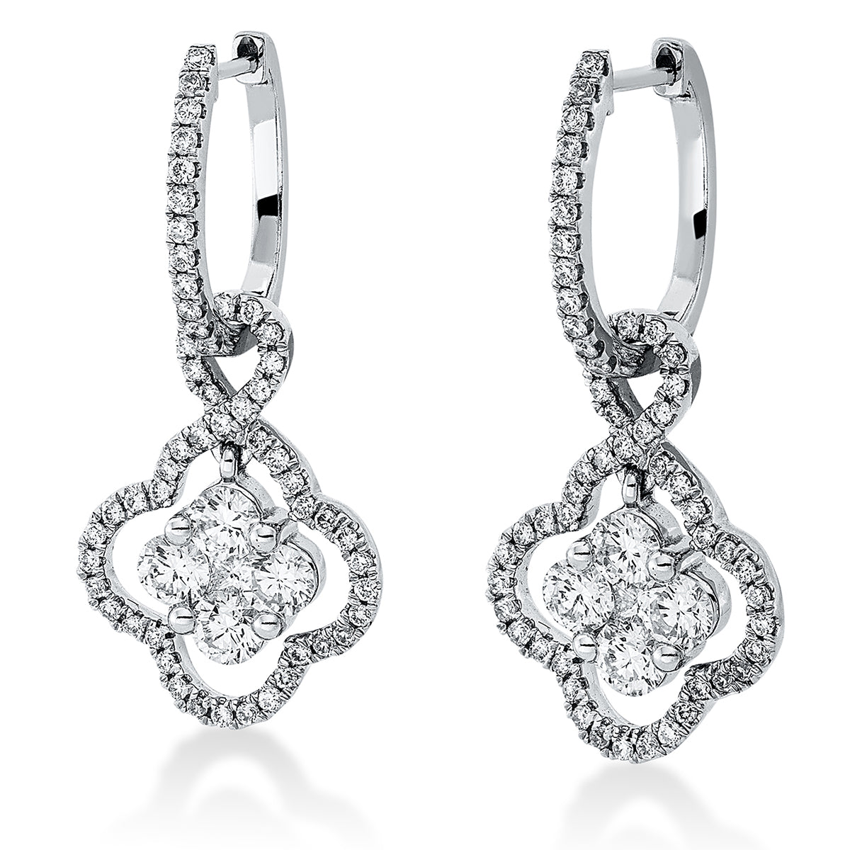diamond full cut modern woman earrings in white gold