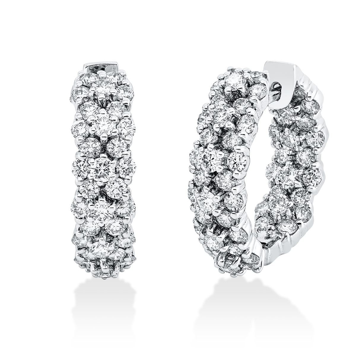 diamond full cut multi-stone hoops & huggies in white gold