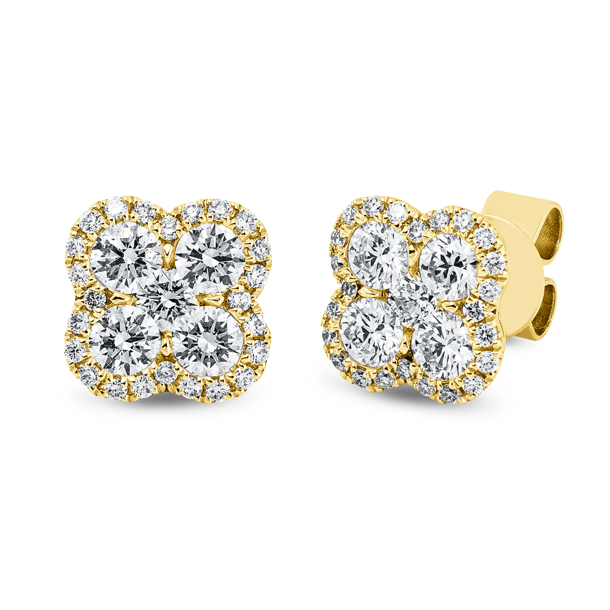 diamond full cut illusion classic studs in yellow gold