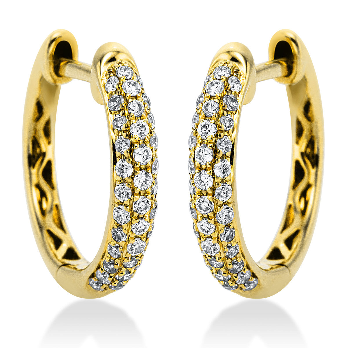 diamond full cut pavé hoops & huggies in yellow gold