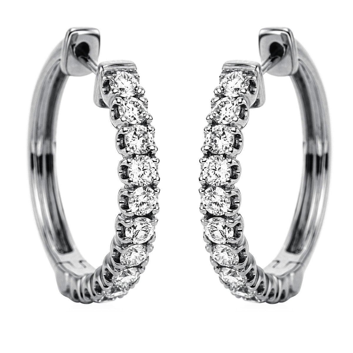 diamond full cut modern woman hoops & huggies in white gold