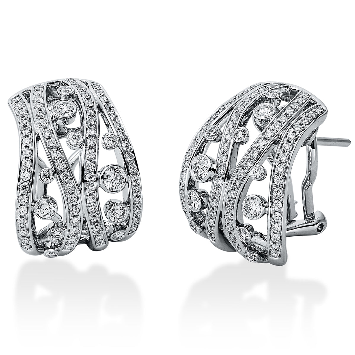 diamond full cut modern woman hoops & huggies in white gold
