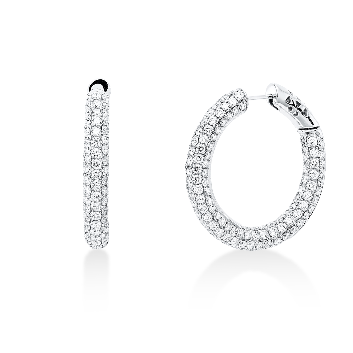 diamond full cut pavé hoops & huggies in white gold