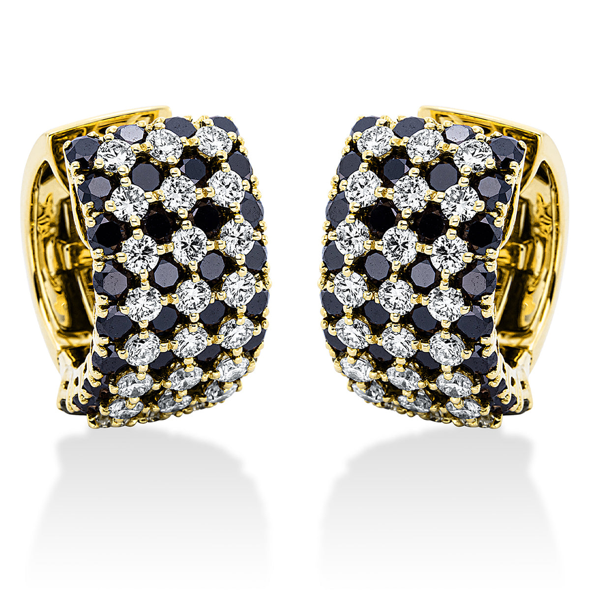 diamond full cut fancy colored diamond hoops & huggies in yellow gold