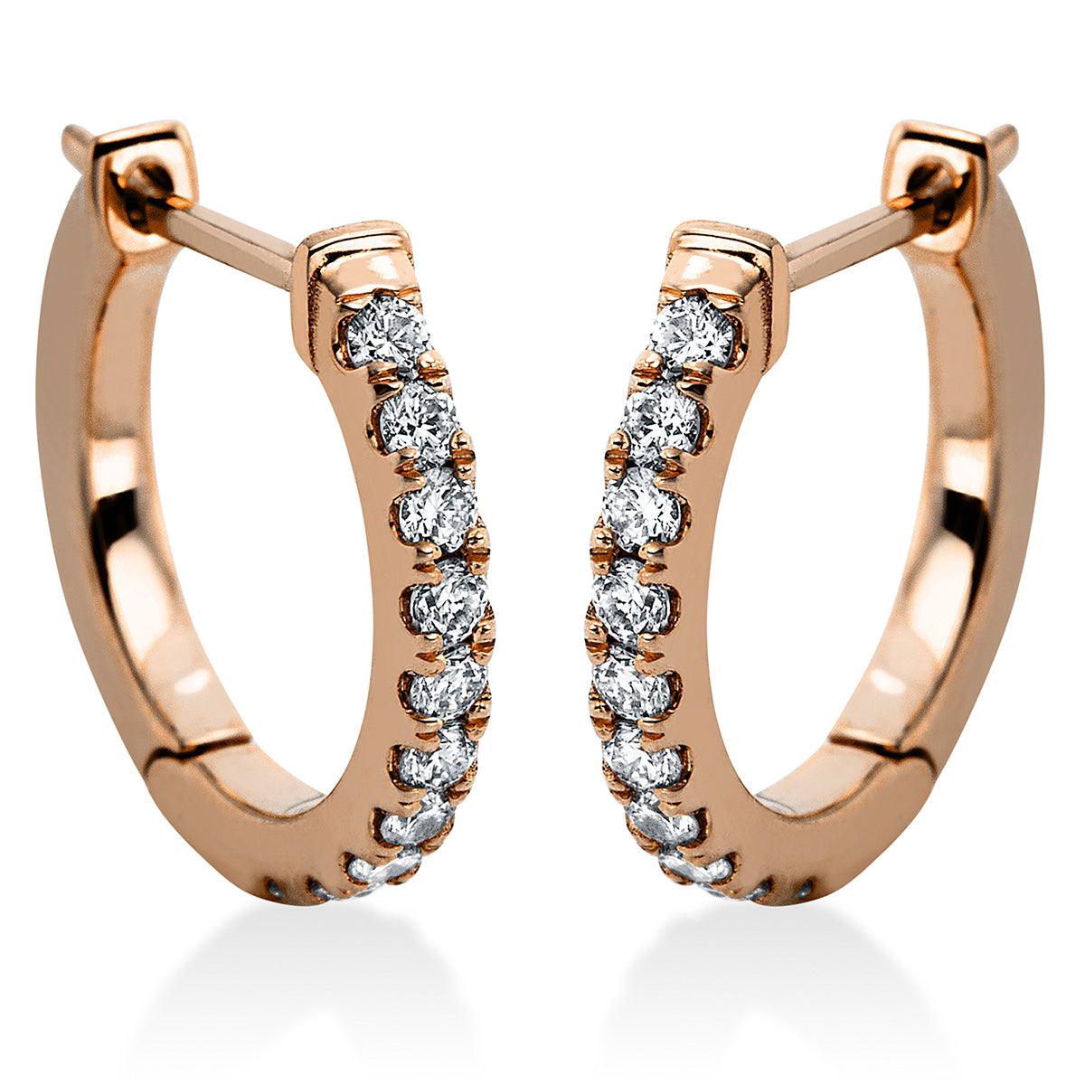 diamond full cut modern woman hoops & huggies in red gold
