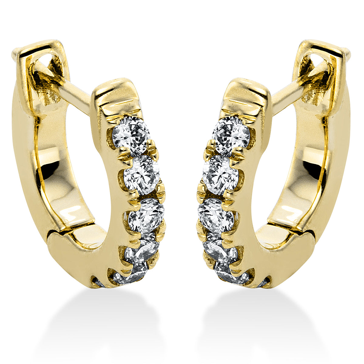 diamond full cut modern woman hoops & huggies in yellow gold