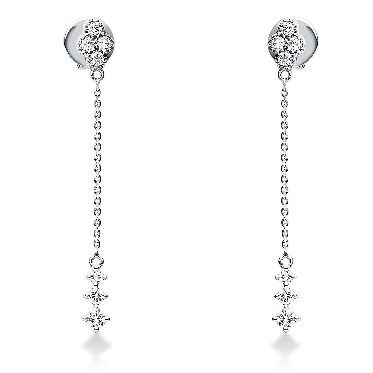 diamond full cut modern woman earrings in white gold