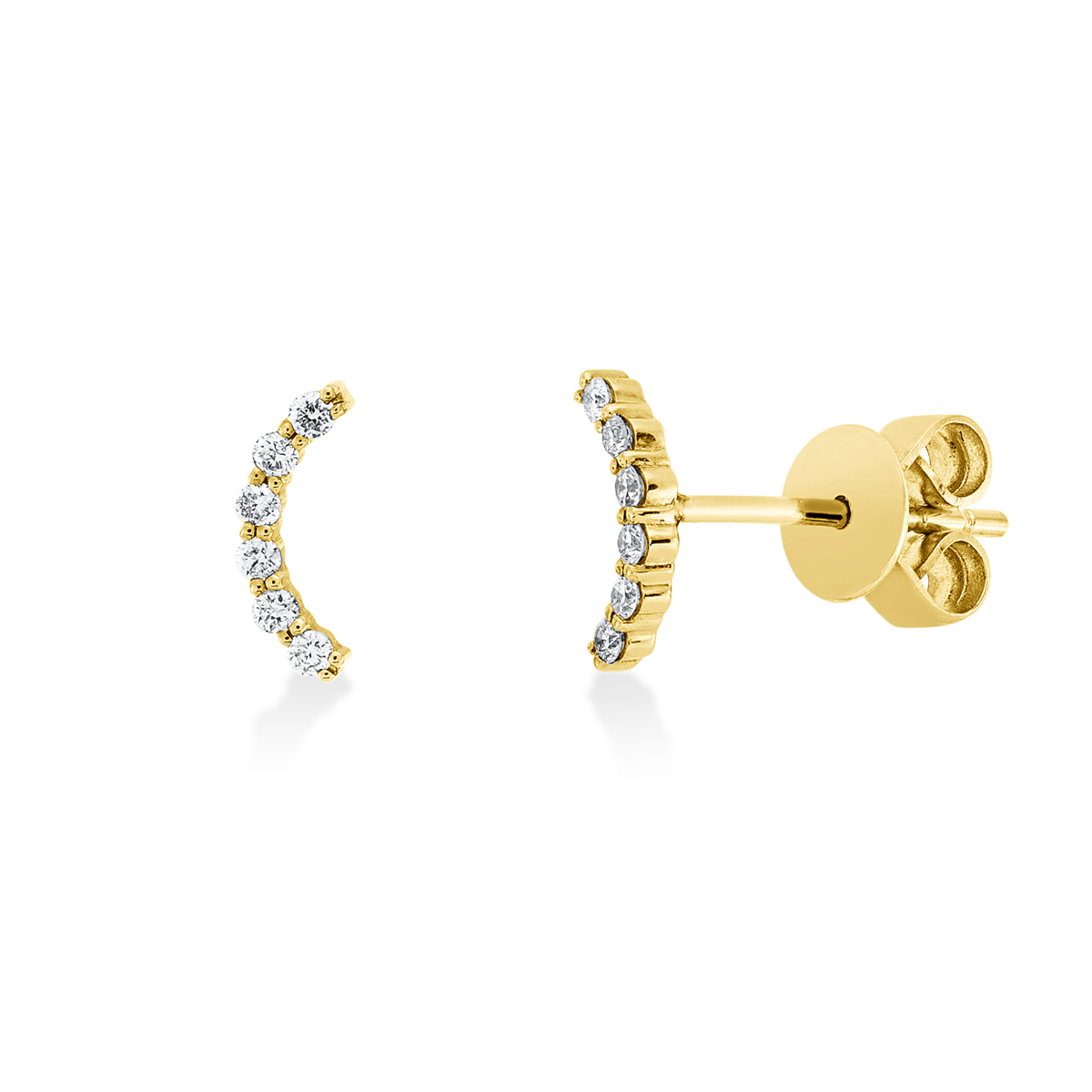 diamond full cut modern woman studs in yellow gold