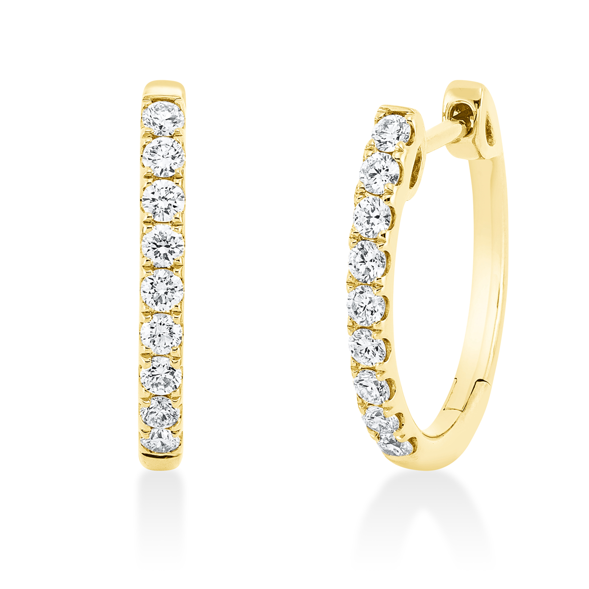 diamond full cut modern woman hoops & huggies in yellow gold