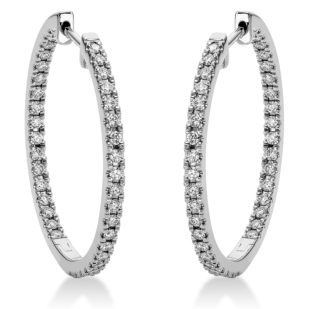 diamond full cut modern woman hoops & huggies in white gold