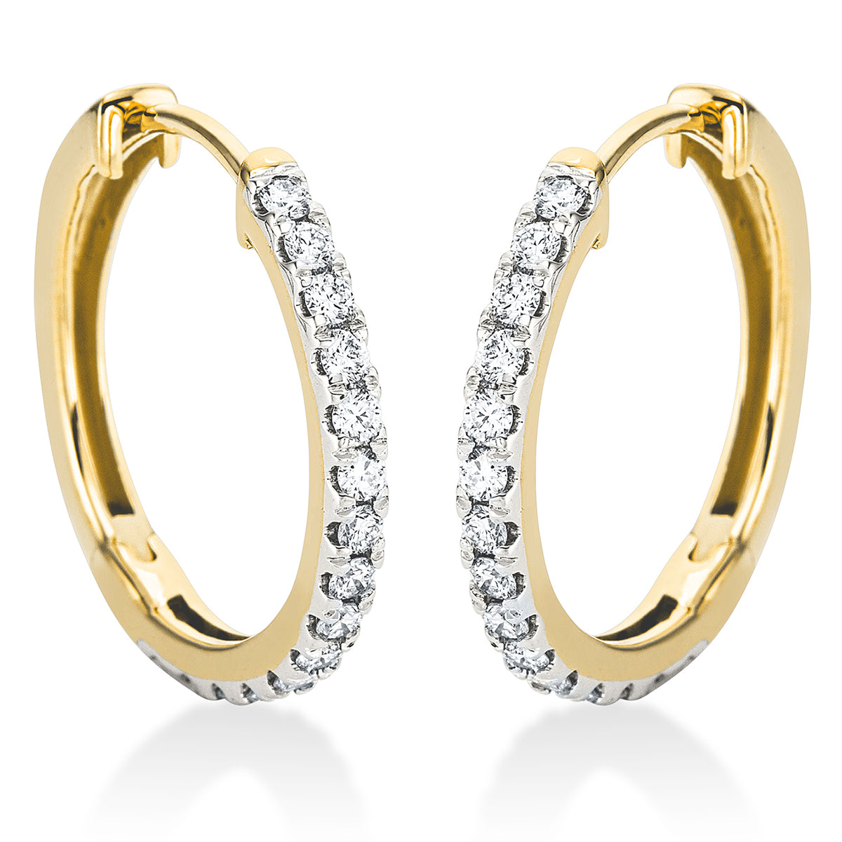 diamond full cut modern woman hoops & huggies in yellow gold