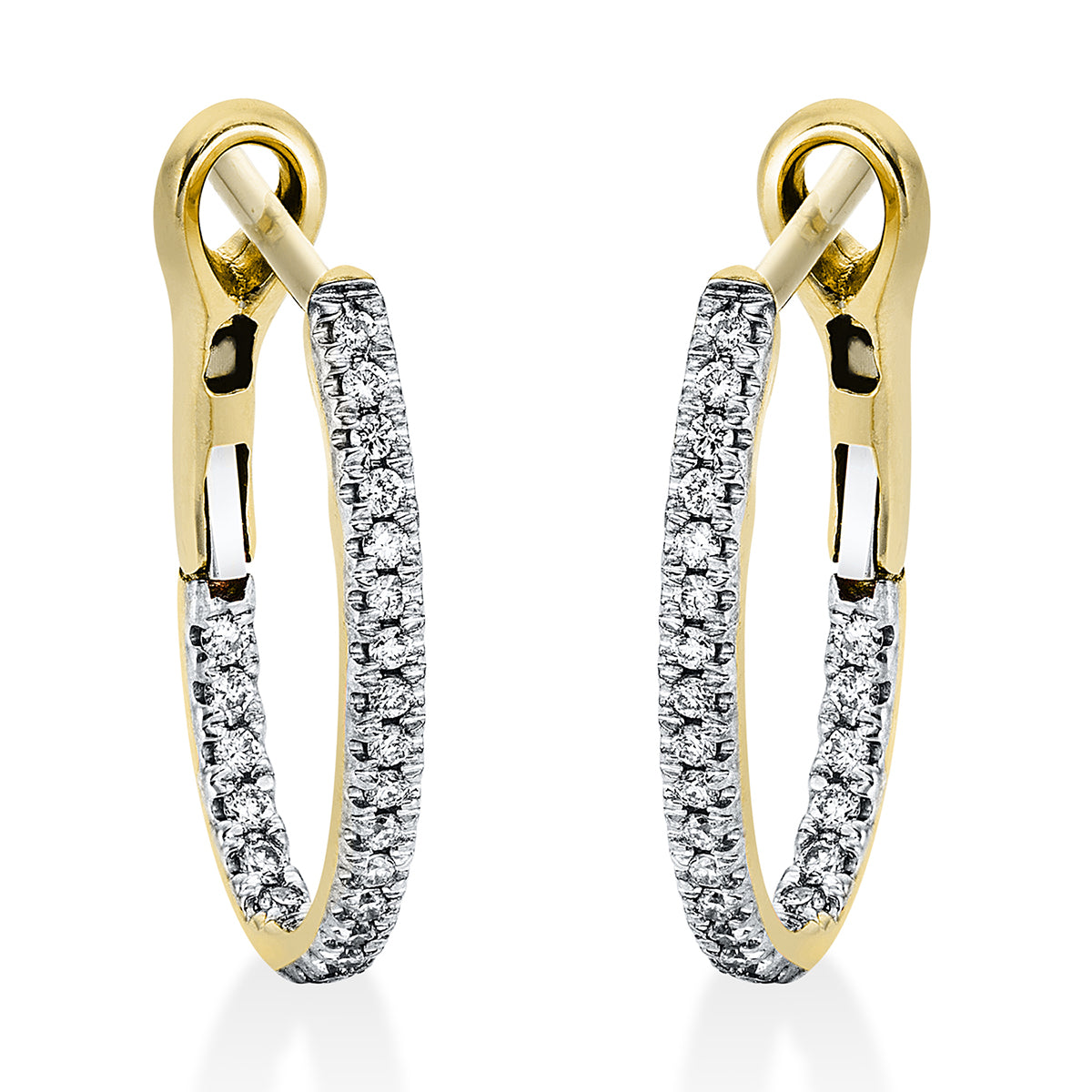 diamond full cut modern woman hoops & huggies in yellow gold