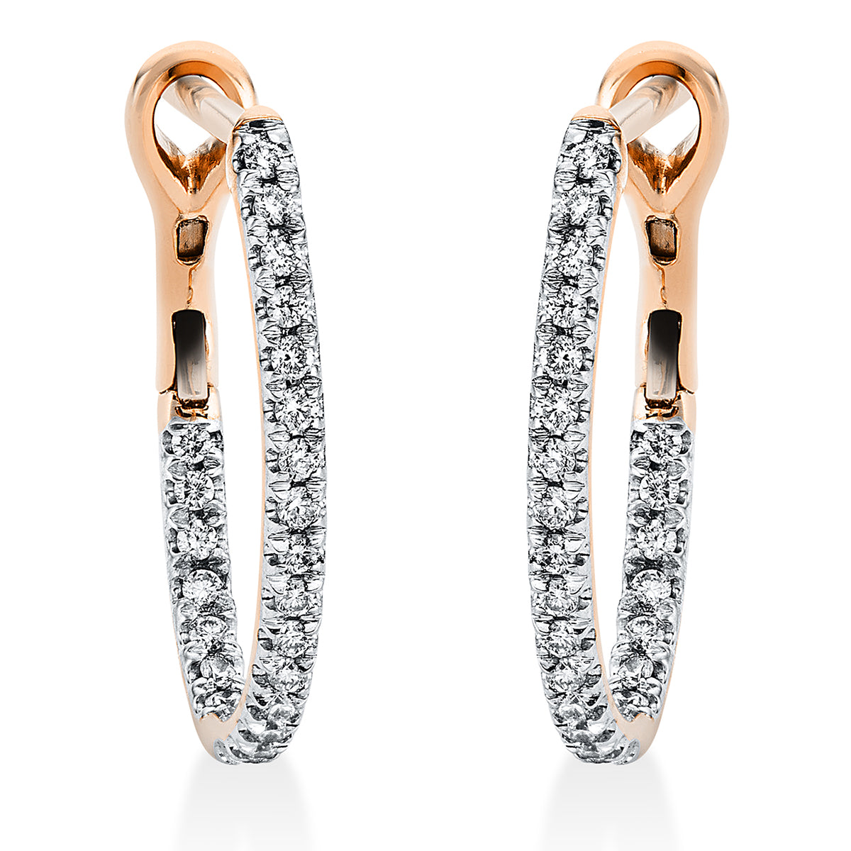 diamond full cut modern woman hoops & huggies in red gold
