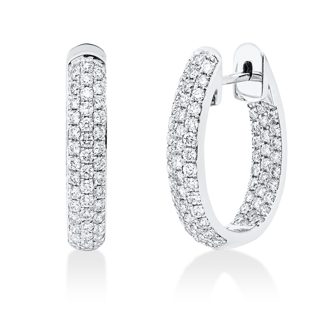 diamond full cut pavé hoops & huggies in white gold