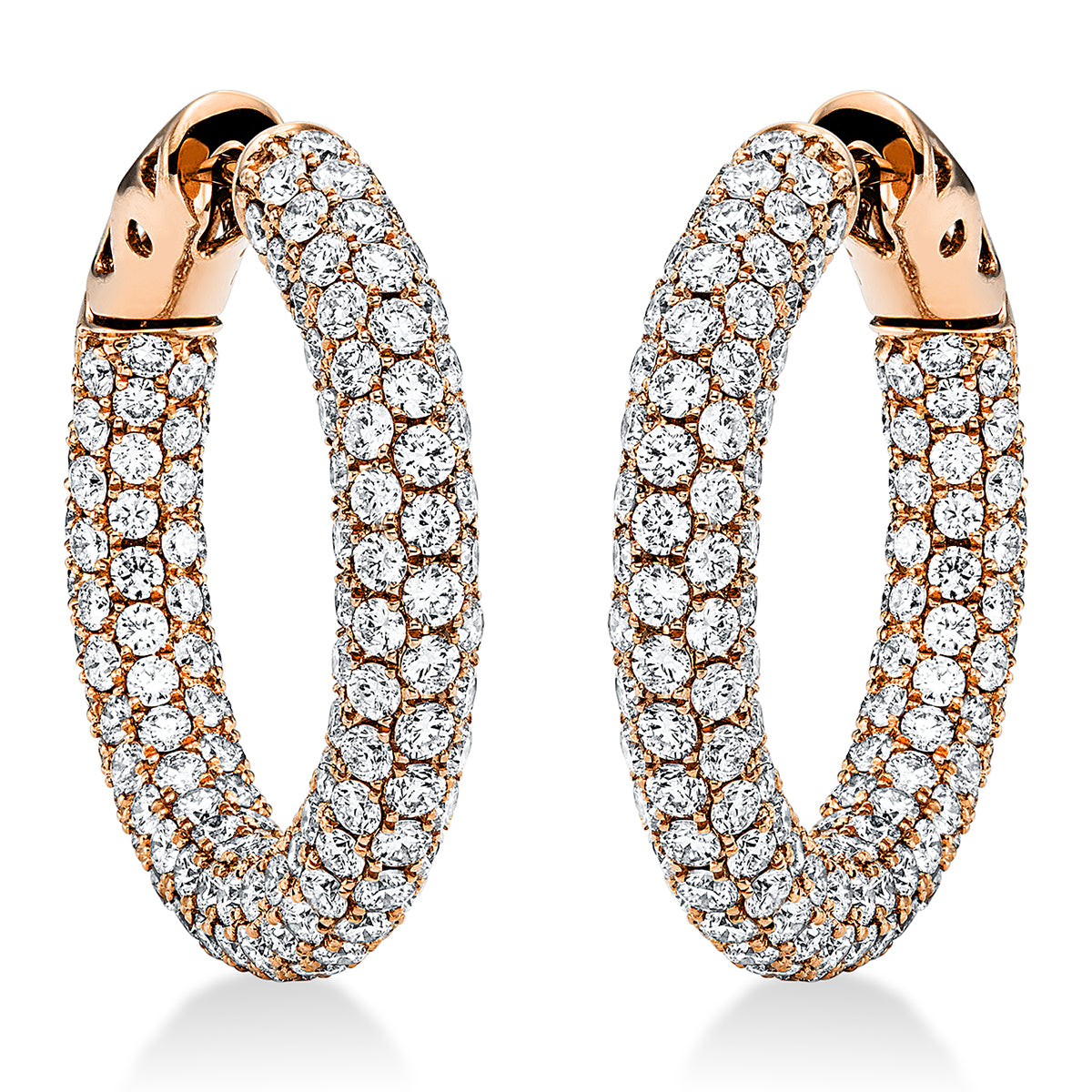 diamond full cut pavé hoops & huggies in red gold
