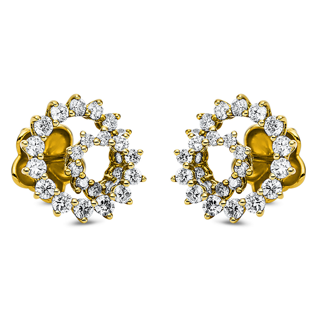 diamond full cut modern woman studs in yellow gold