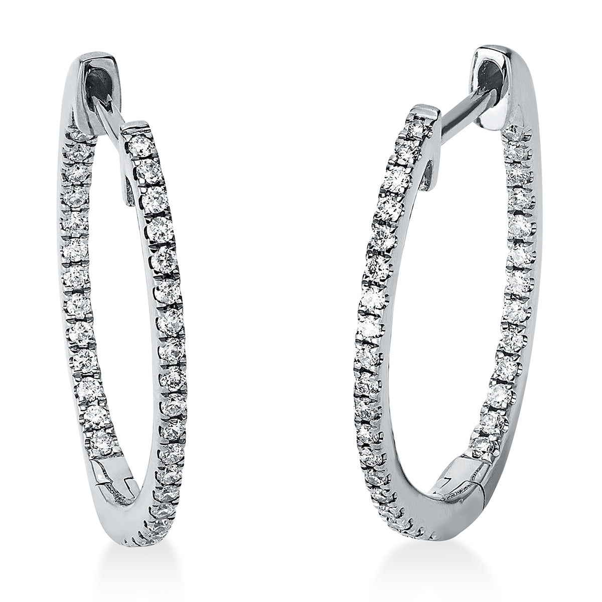 diamond full cut modern woman hoops & huggies in white gold