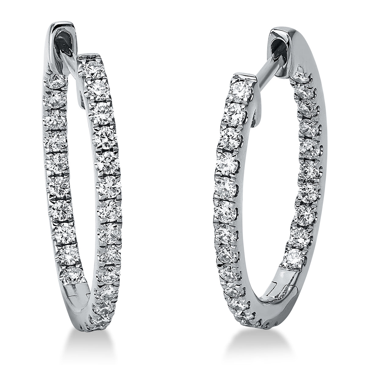 diamond full cut modern woman hoops & huggies in white gold