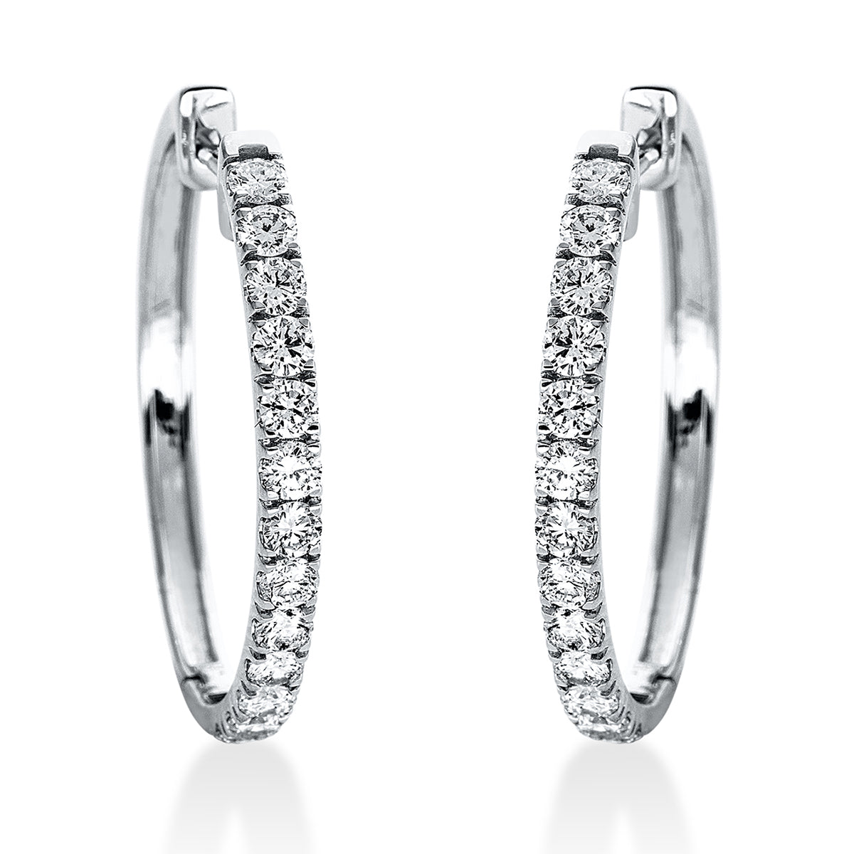 diamond full cut modern woman hoops & huggies in white gold