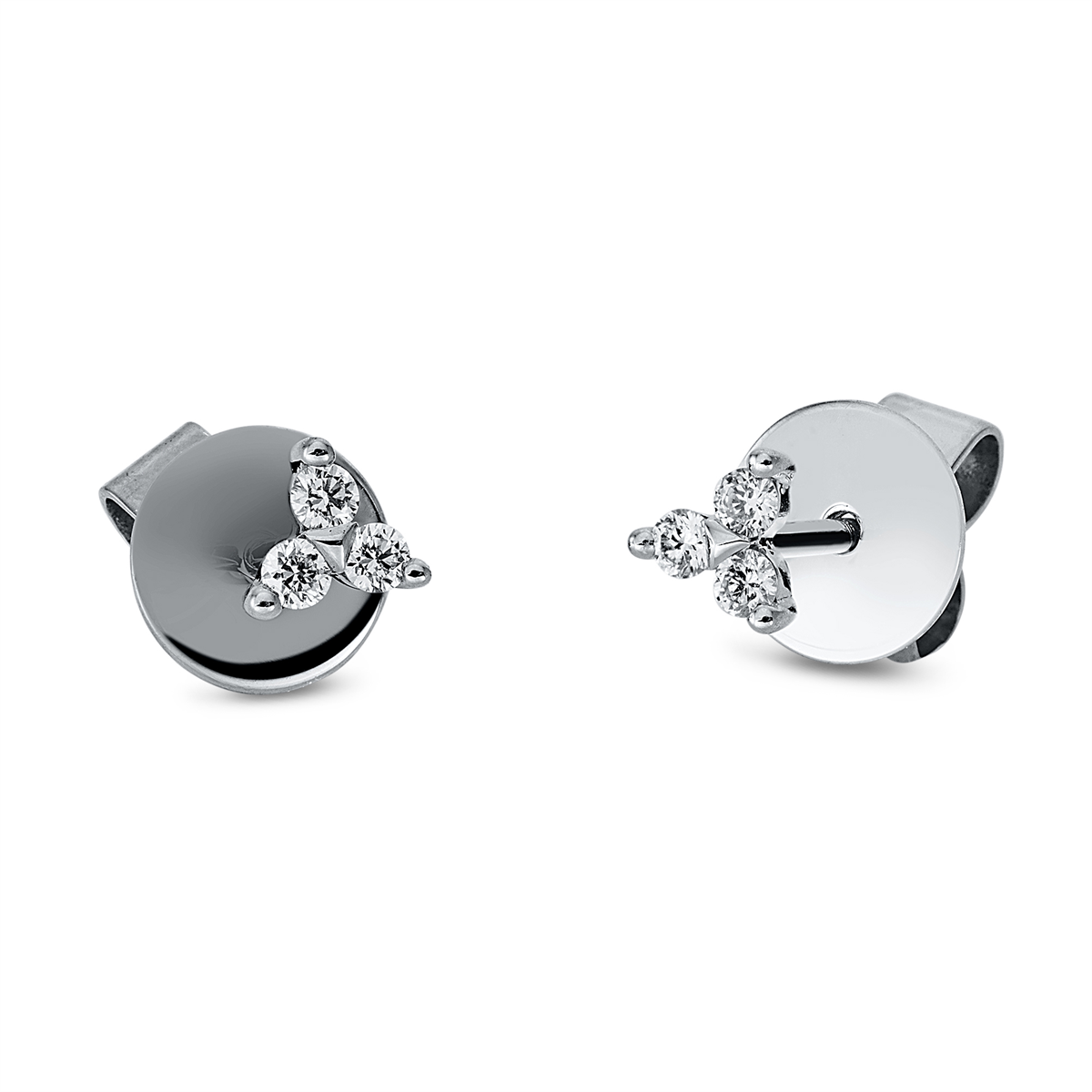 diamond full cut modern woman studs in white gold