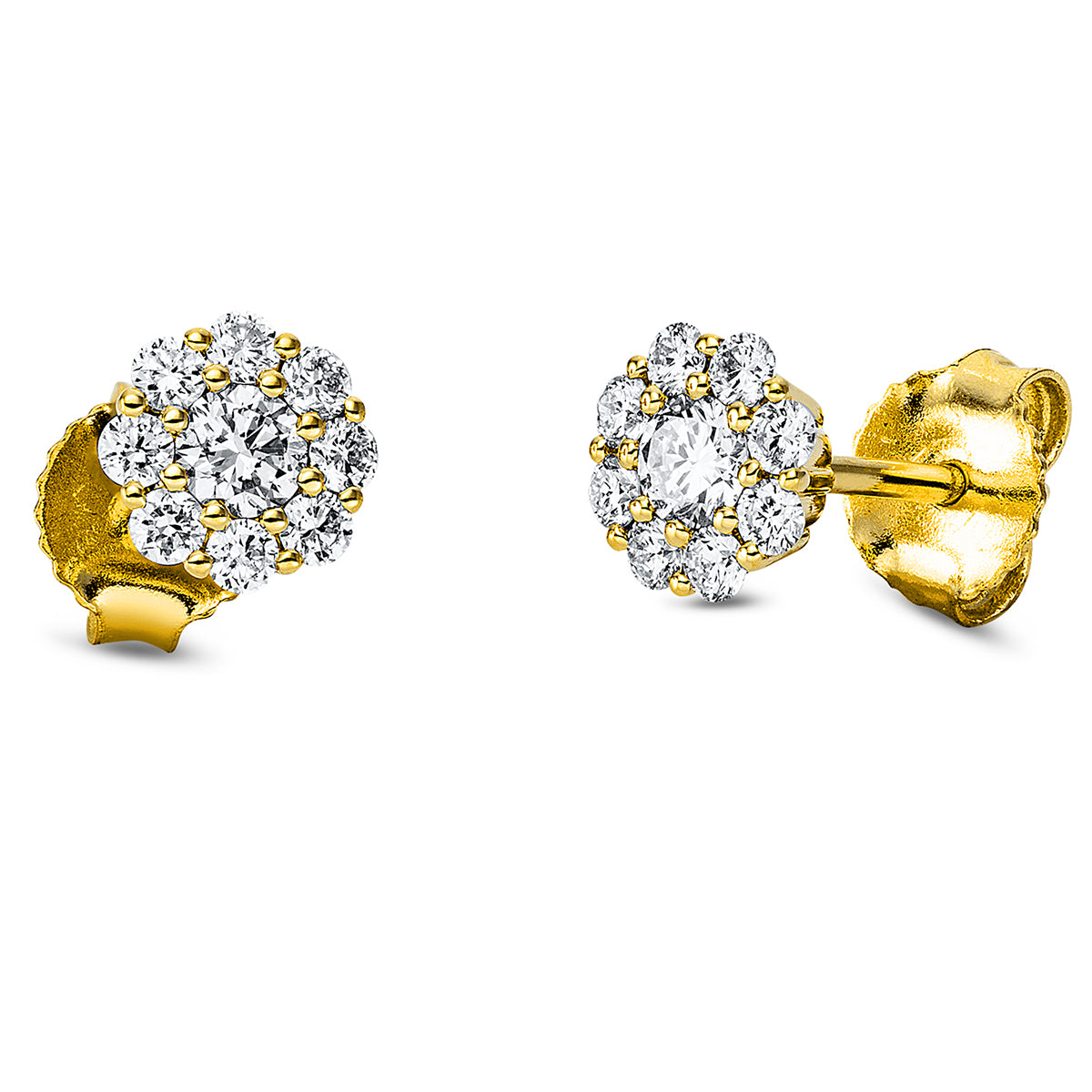 diamond full cut illusion classic studs in yellow gold