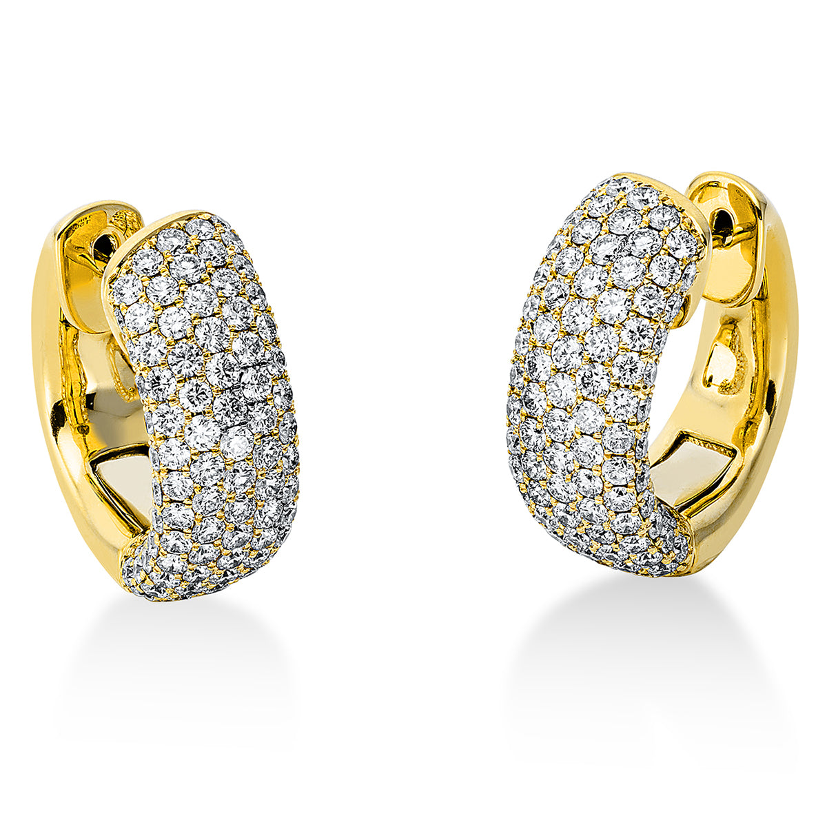 diamond full cut pavé hoops & huggies in yellow gold