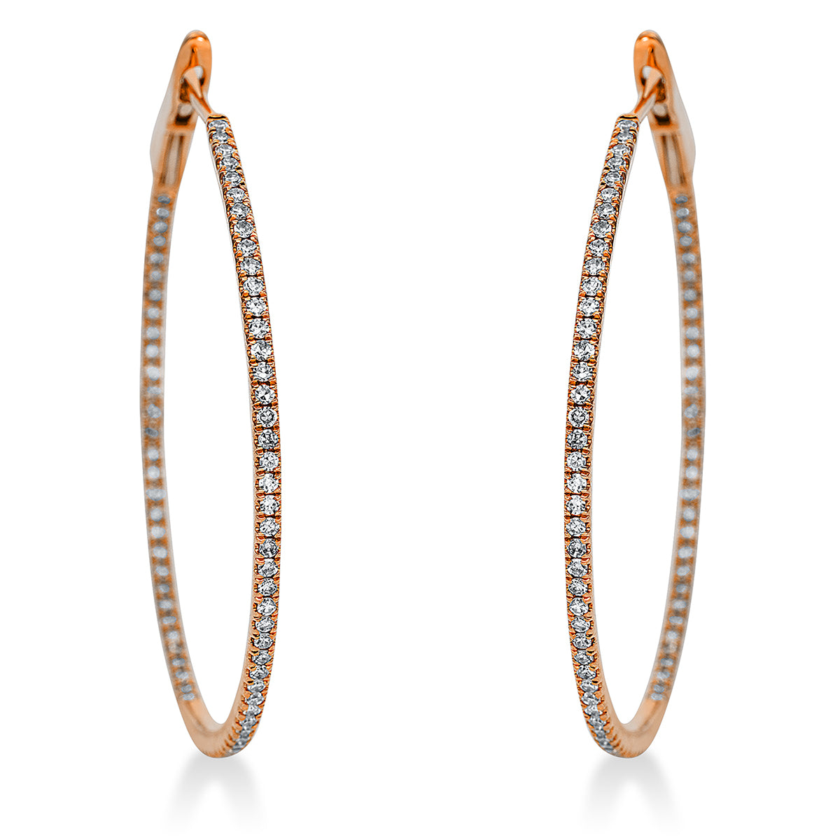 diamond single cut multi-stone hoops & huggies in red gold