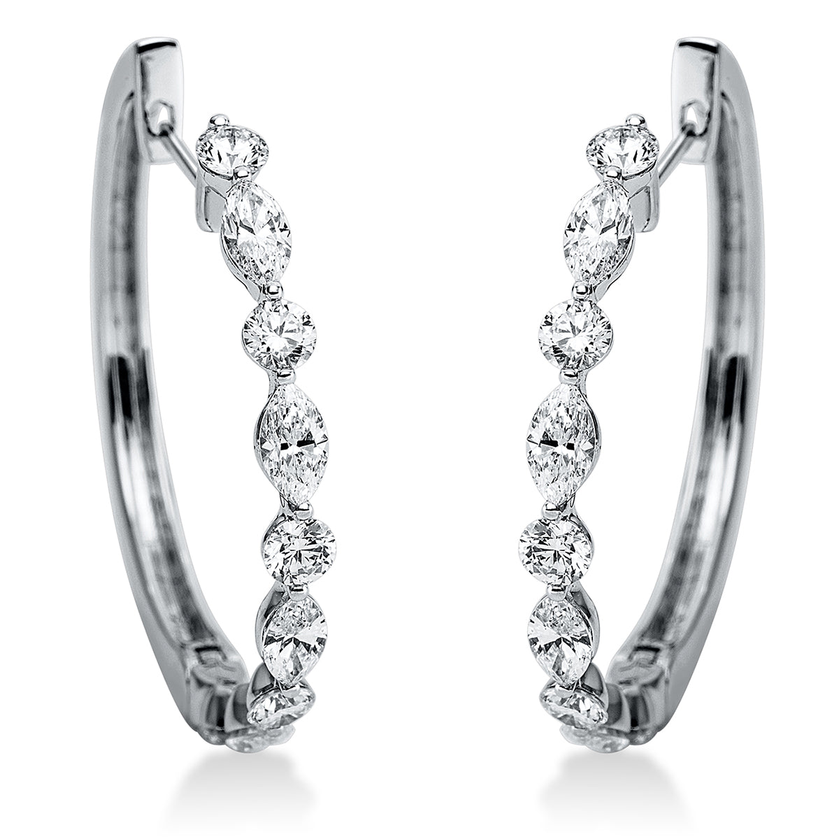 diamond full cut multi-stone hoops & huggies in white gold