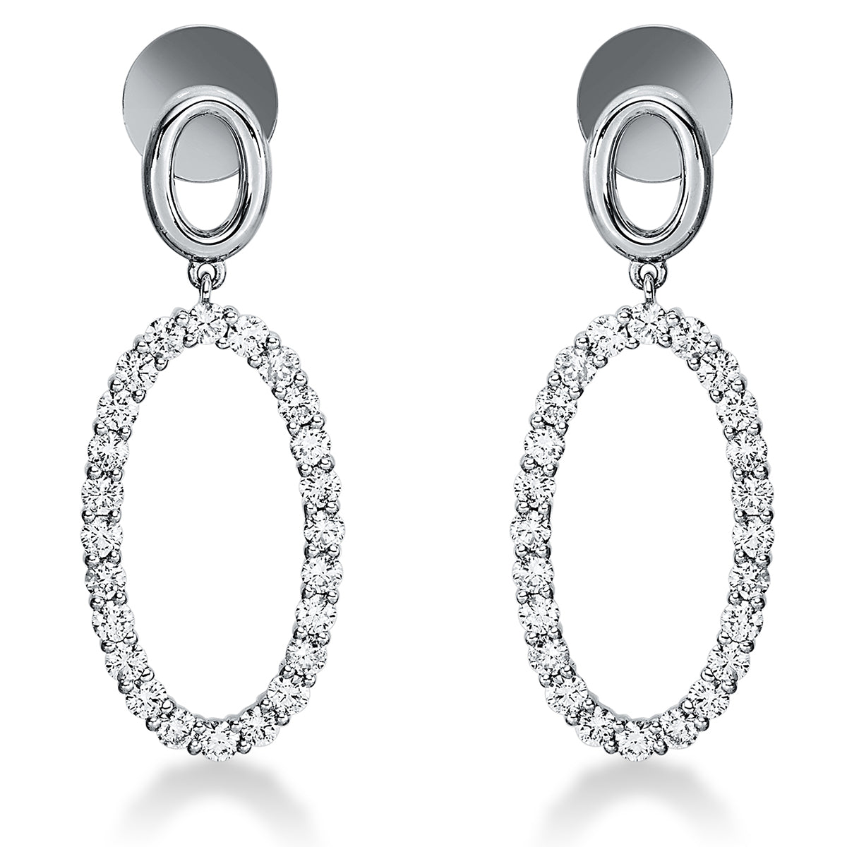 diamond full cut modern woman earrings in white gold