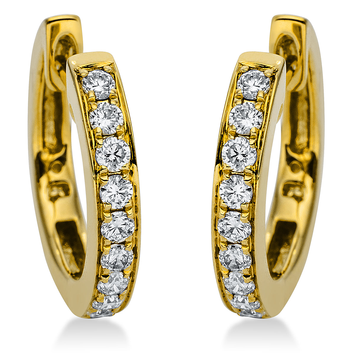 diamond full cut modern woman hoops & huggies in yellow gold