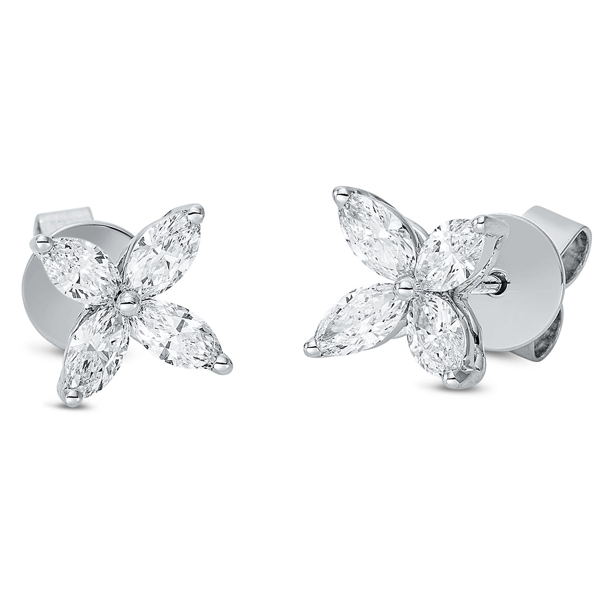 marquise modern woman studs in white gold