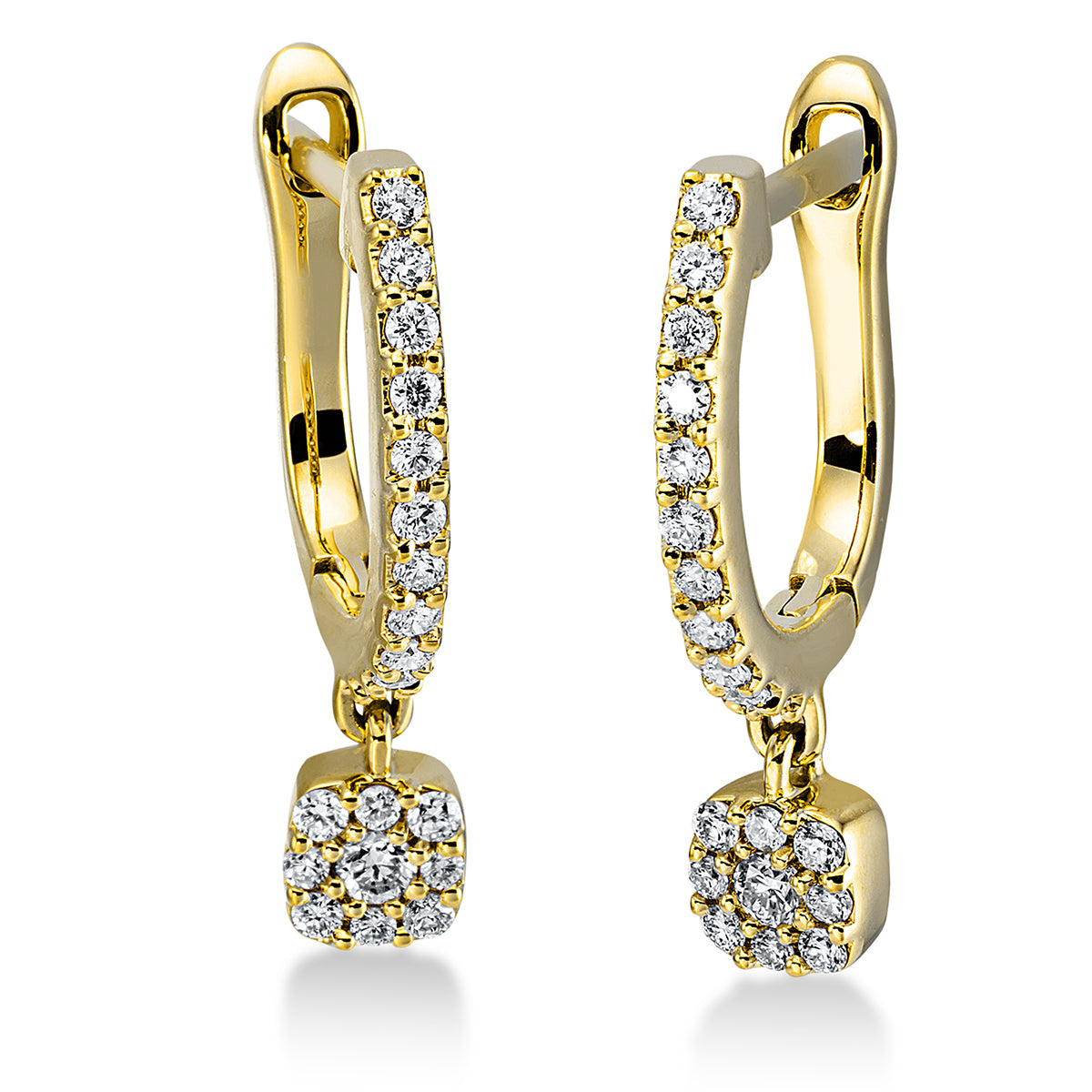 diamond full cut modern woman earrings in yellow gold