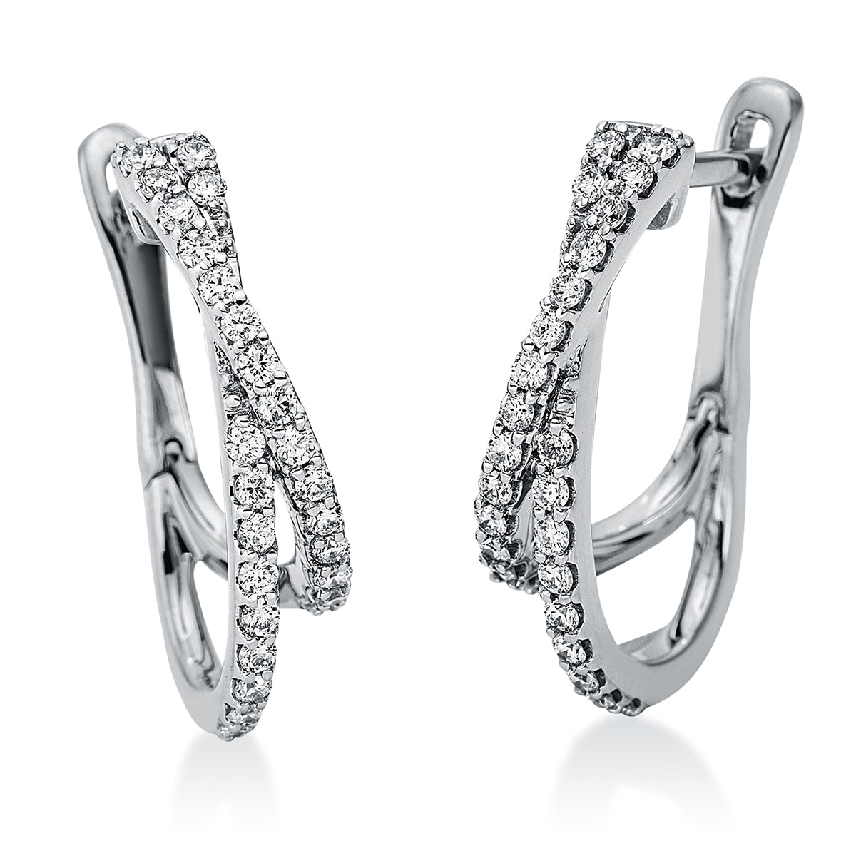 diamond full cut modern woman hoops & huggies in white gold
