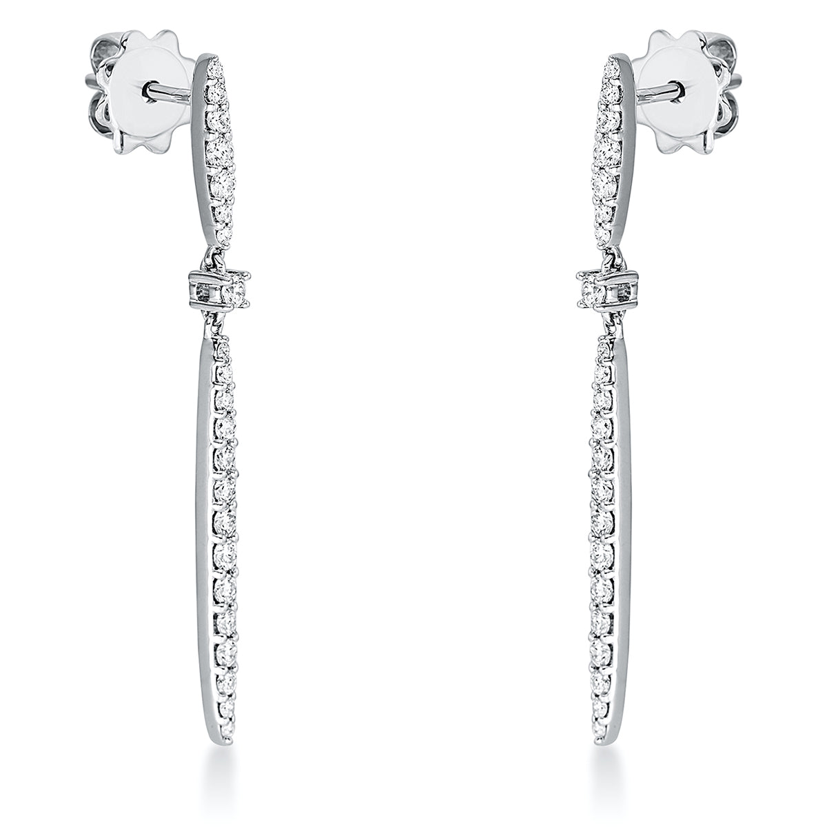 diamond full cut modern woman earrings in white gold